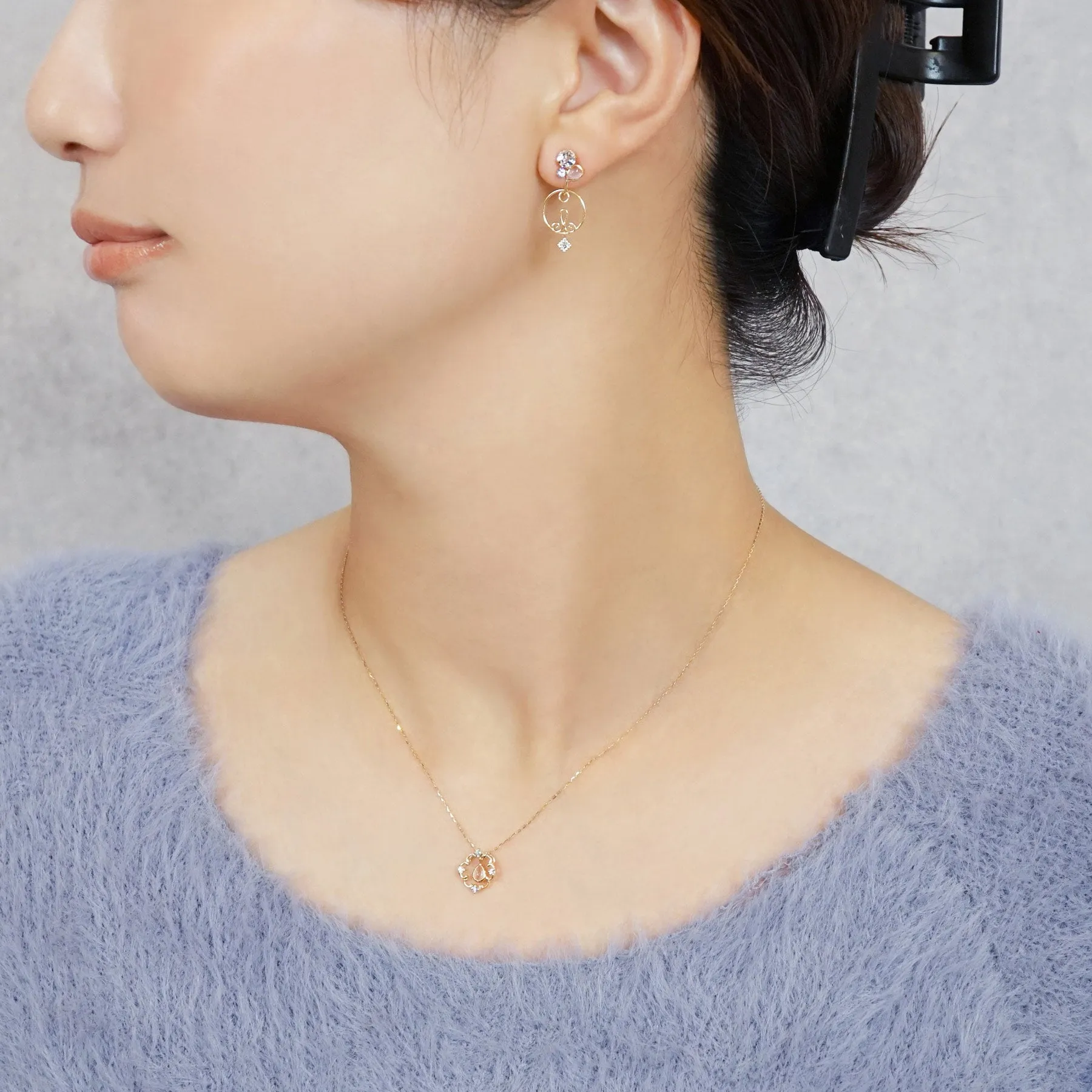 10K 2Way Clip-On Earrings [Bonbonniere] (Yellow Gold)