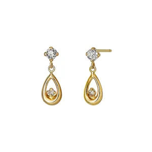 18K/10K Diamond Dew Drop Swinging Earrings (Yellow Gold)
