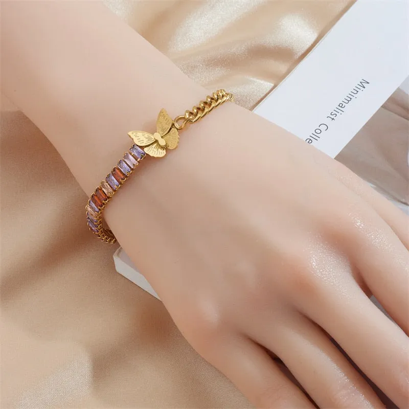 316L Stainless Steel Butterfly Bangles Bracelet For Women
