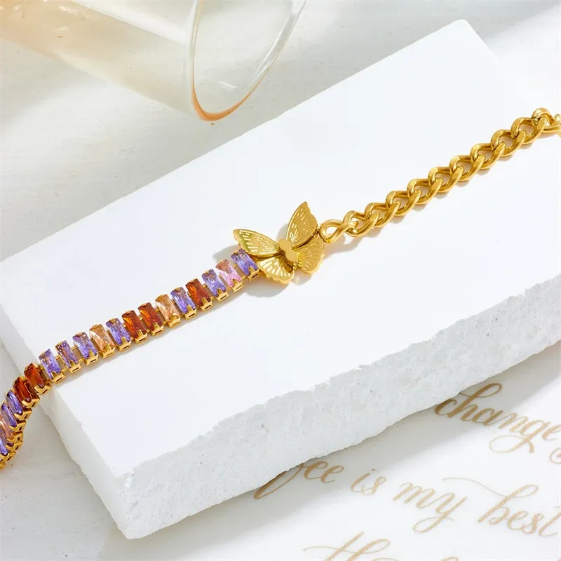 316L Stainless Steel Butterfly Bangles Bracelet For Women