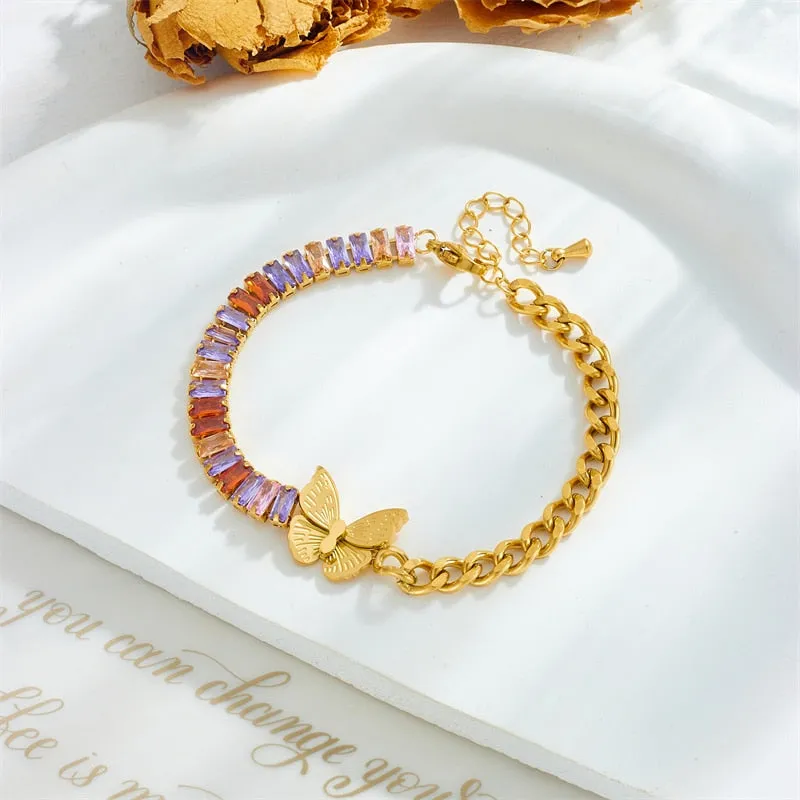 316L Stainless Steel Butterfly Bangles Bracelet For Women