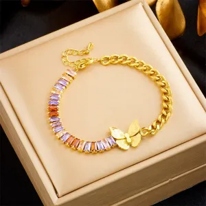 316L Stainless Steel Butterfly Bangles Bracelet For Women