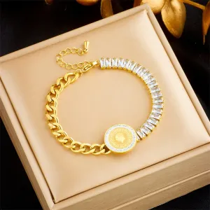 316L Stainless Steel Portrait Coin Bracelet For Women