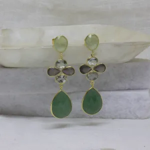 Aventurine and Prehnite Teardrop Dangle Earrings