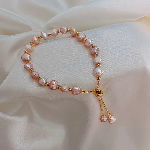 Baroque Natural Pearl String Bracelet For Woman