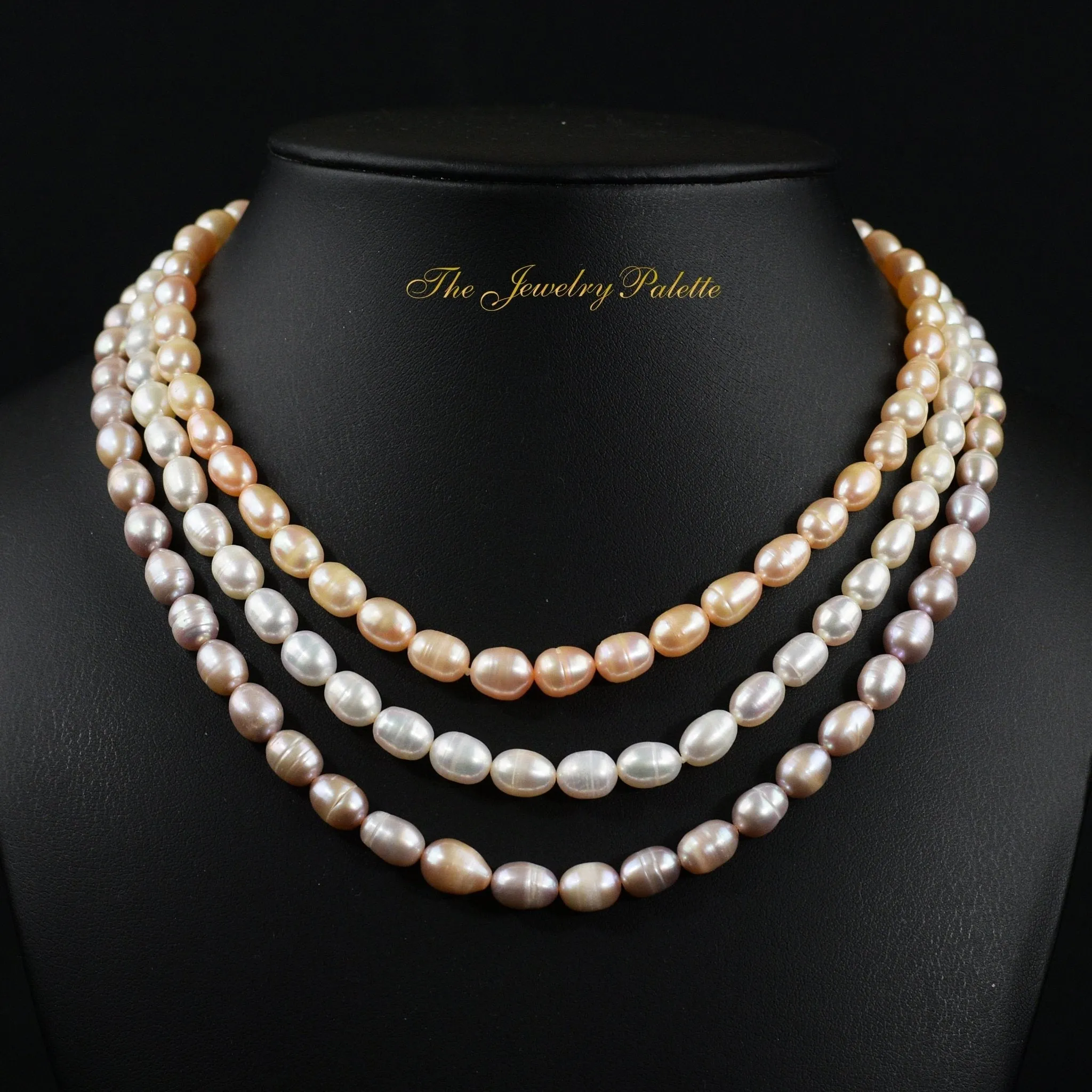 Belle multicolor freshwater pearl three tier necklace