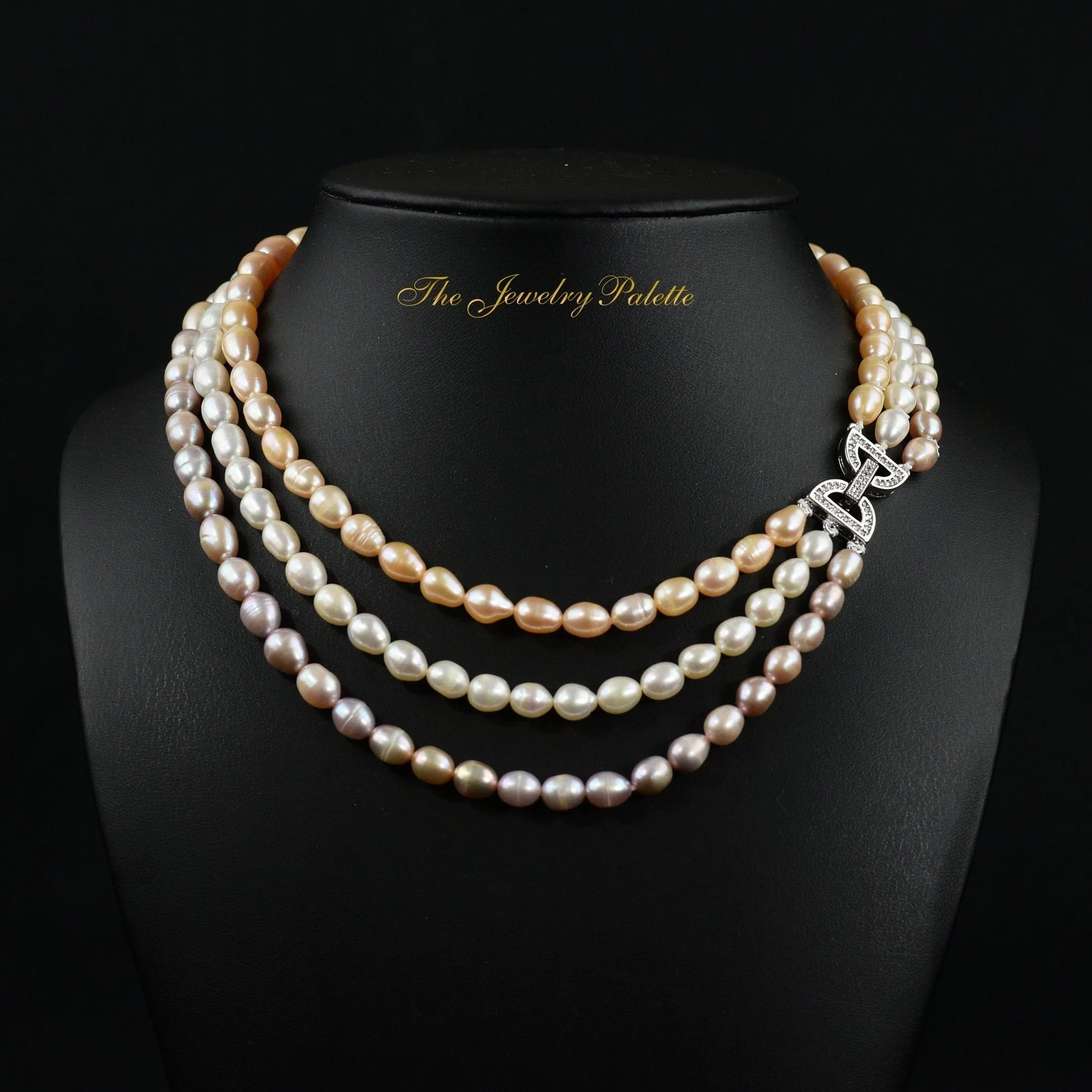 Belle multicolor freshwater pearl three tier necklace