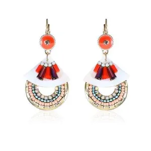 Bohemian Vintage 14K Gold Plated Earrings Ethnic Colorful Geometric Shell Earrings Jewelry for Women