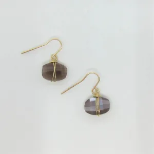 Chocolate Moonstone Faceted Cushion Cut Drop Earrings