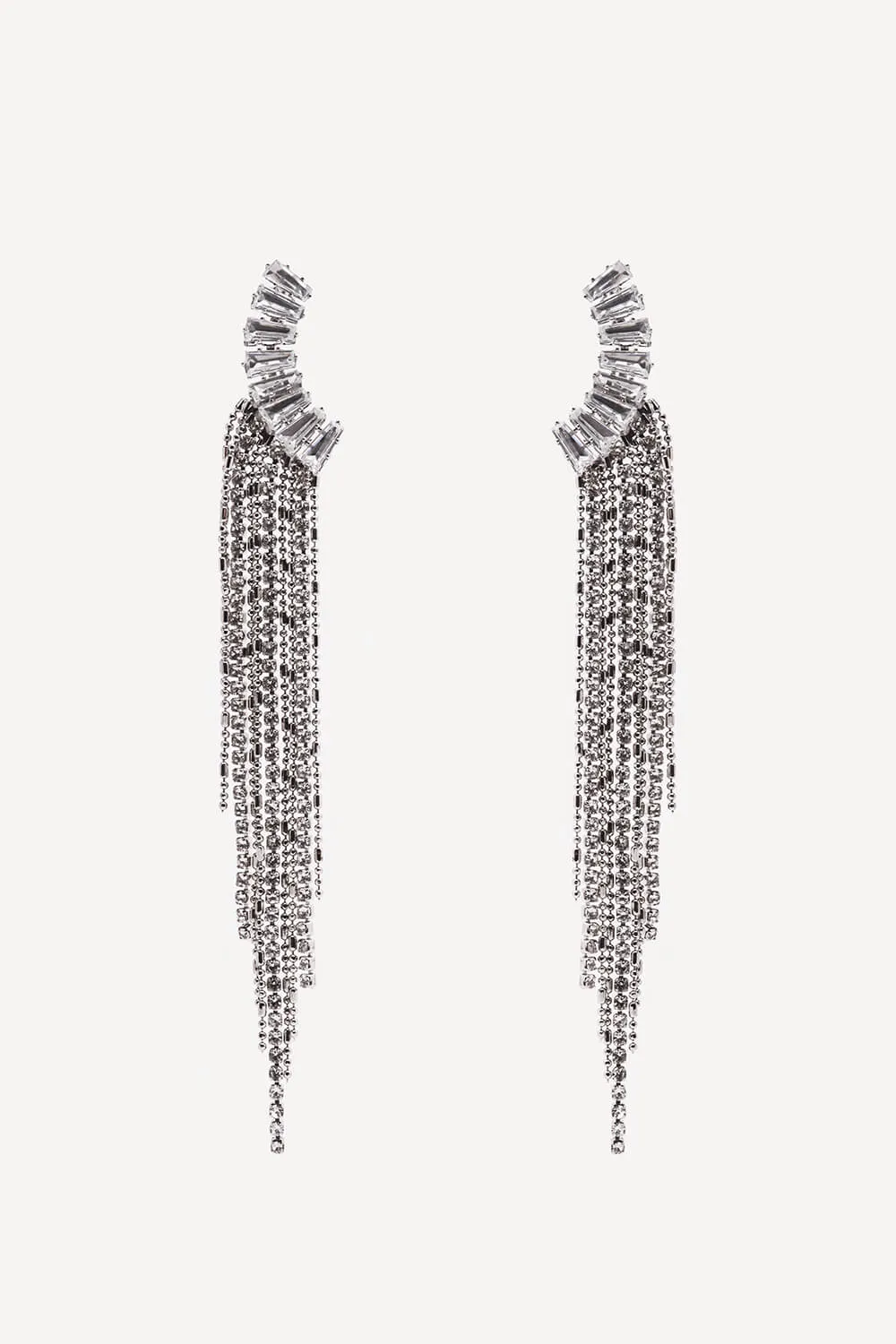Crescent tassel earrings in silver