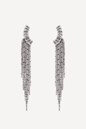 Crescent tassel earrings in silver