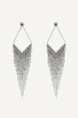 Crystal tassel earrings in silver