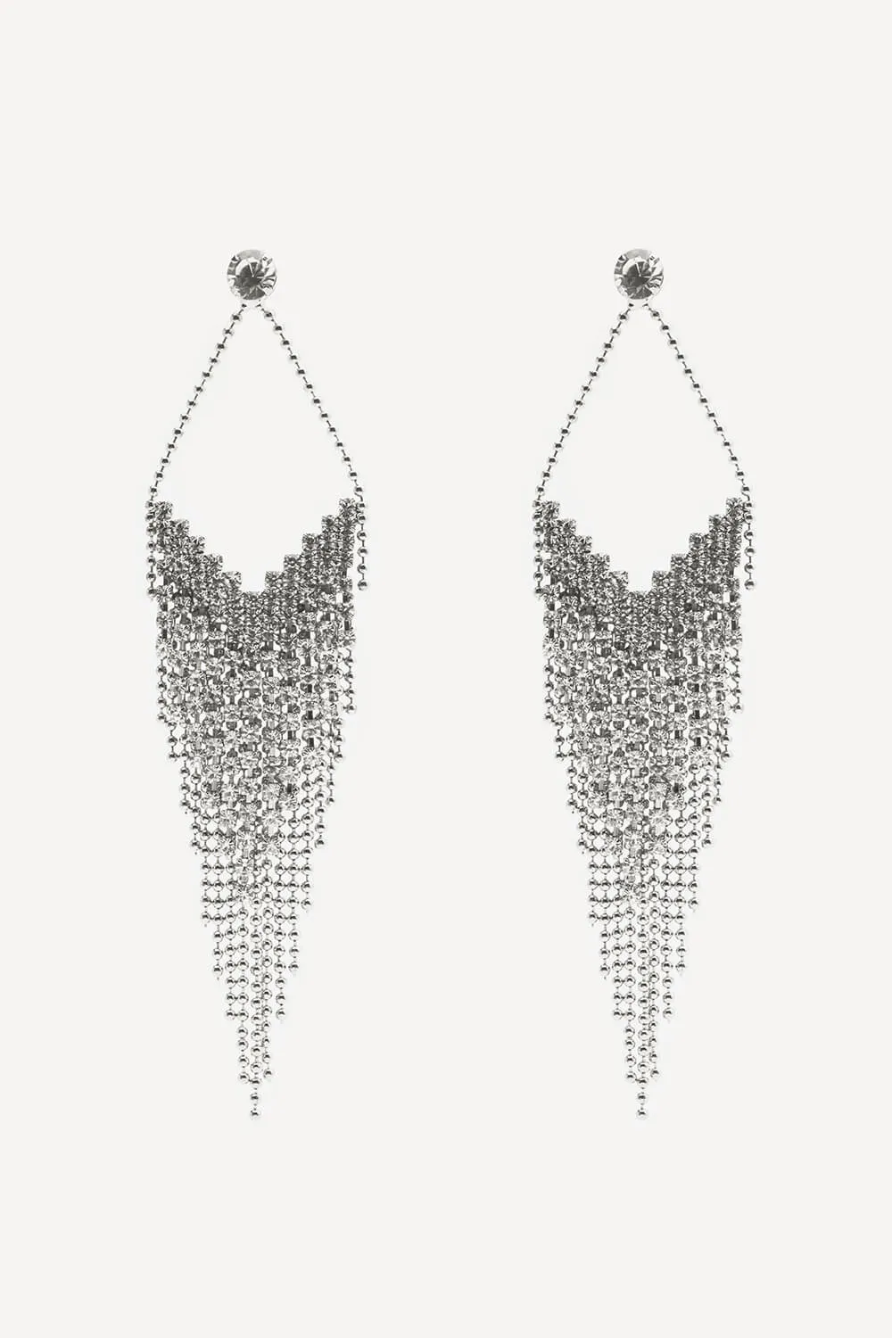 Crystal tassel earrings in silver