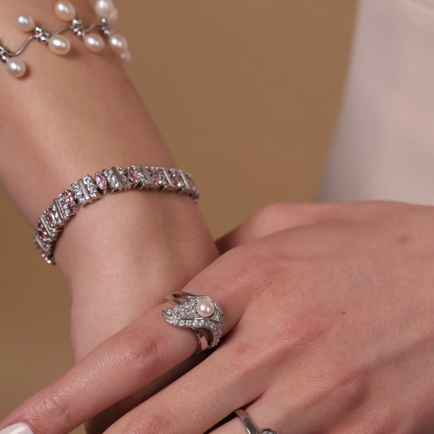 Elegant Pink Sapphire Silver Bracelet