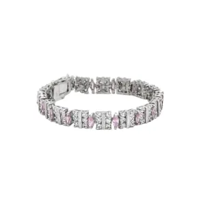 Elegant Pink Sapphire Silver Bracelet