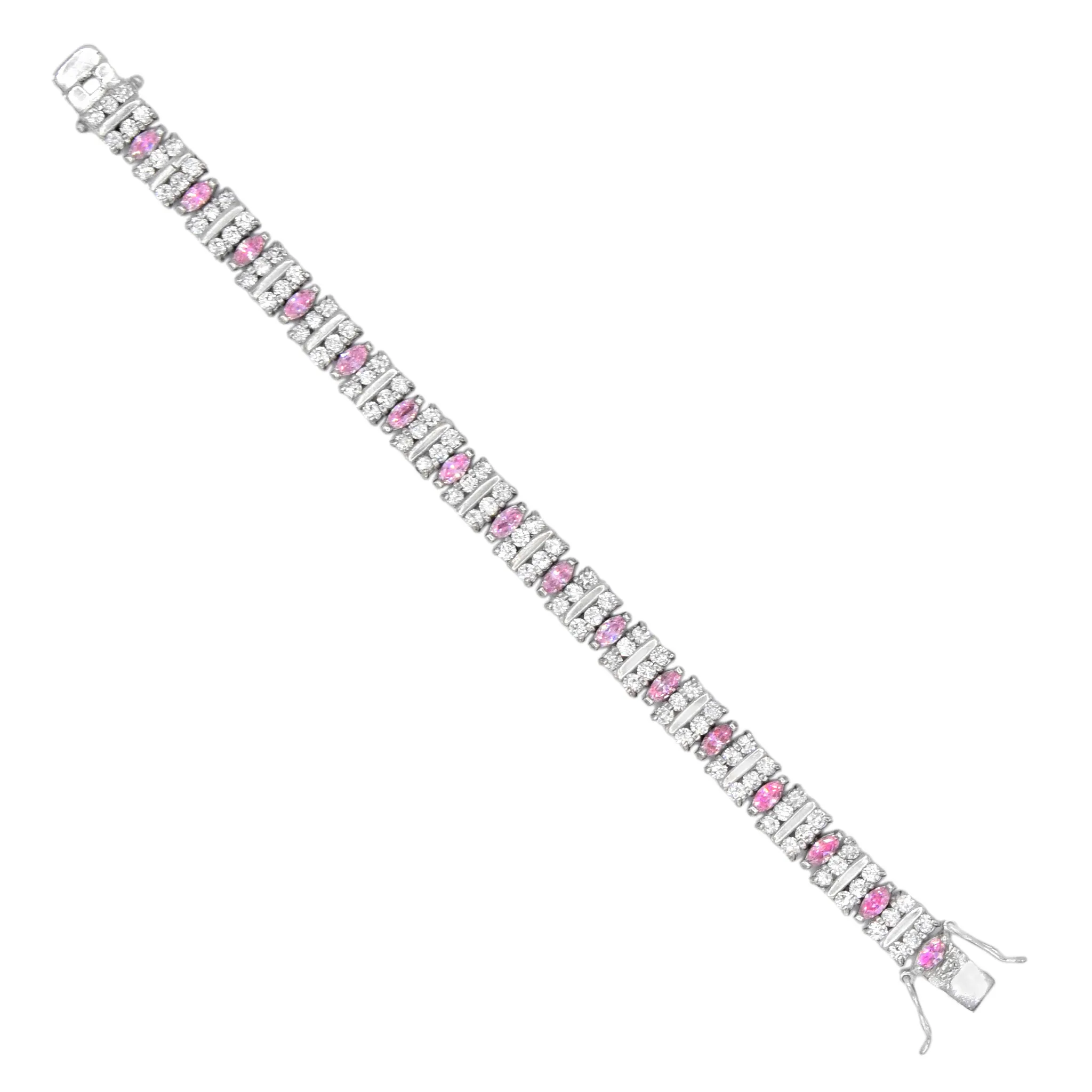 Elegant Pink Sapphire Silver Bracelet