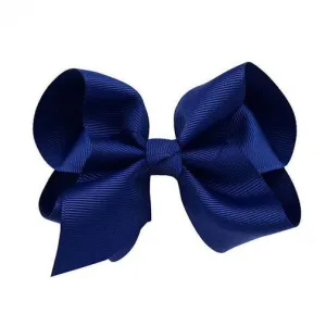 Girl's Ribbon Bow Clip - Navy