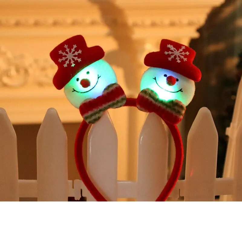 HULIANFU 2023 Christmas Headband LED Christmas Decorations Gift Hairpin Antlers Headband New Year Decorations Santa Headband Christmas Decor