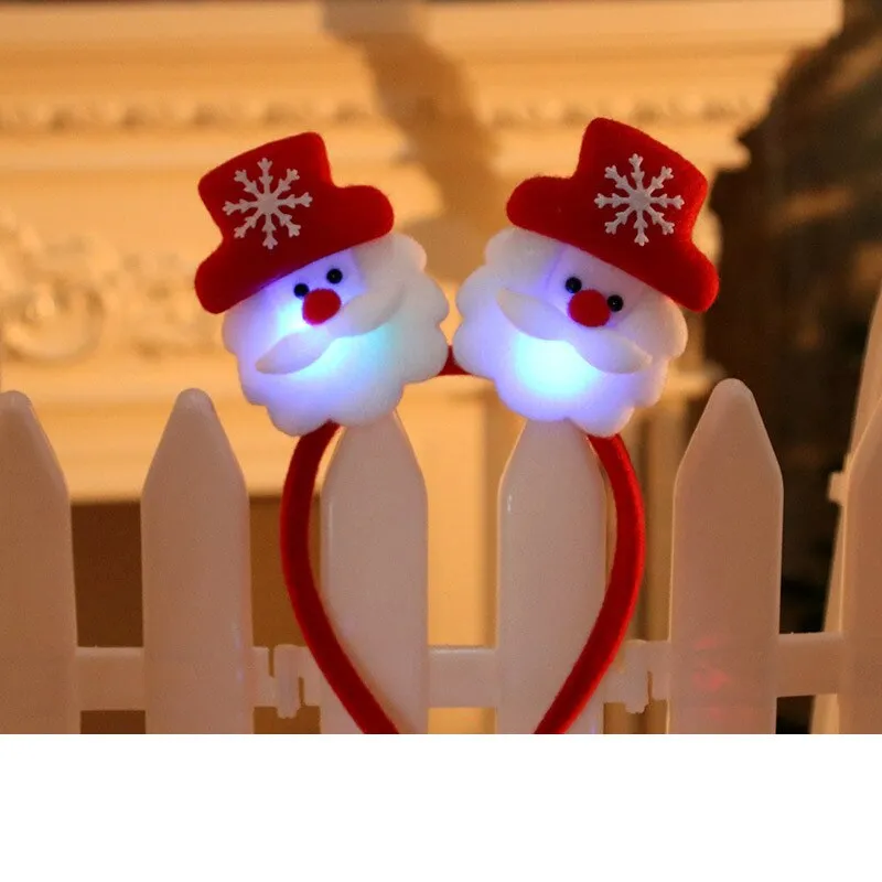 HULIANFU 2023 Christmas Headband LED Christmas Decorations Gift Hairpin Antlers Headband New Year Decorations Santa Headband Christmas Decor