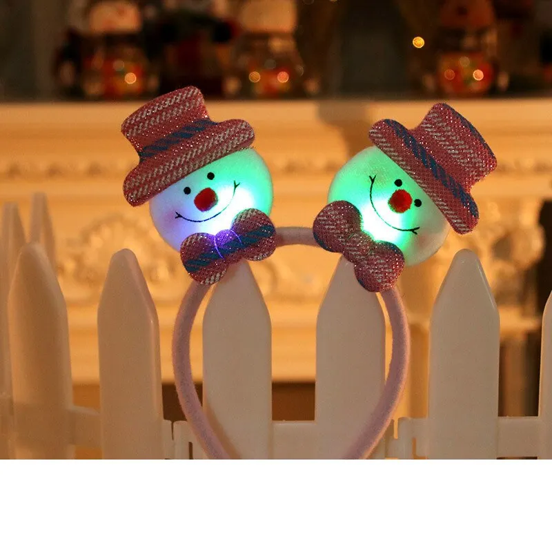 HULIANFU 2023 Christmas Headband LED Christmas Decorations Gift Hairpin Antlers Headband New Year Decorations Santa Headband Christmas Decor