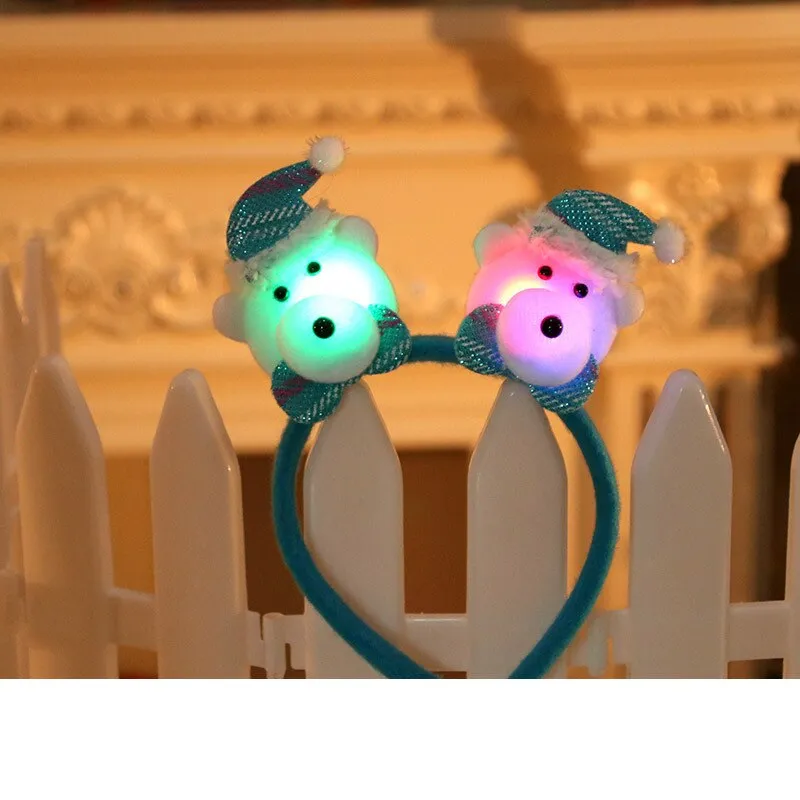 HULIANFU 2023 Christmas Headband LED Christmas Decorations Gift Hairpin Antlers Headband New Year Decorations Santa Headband Christmas Decor