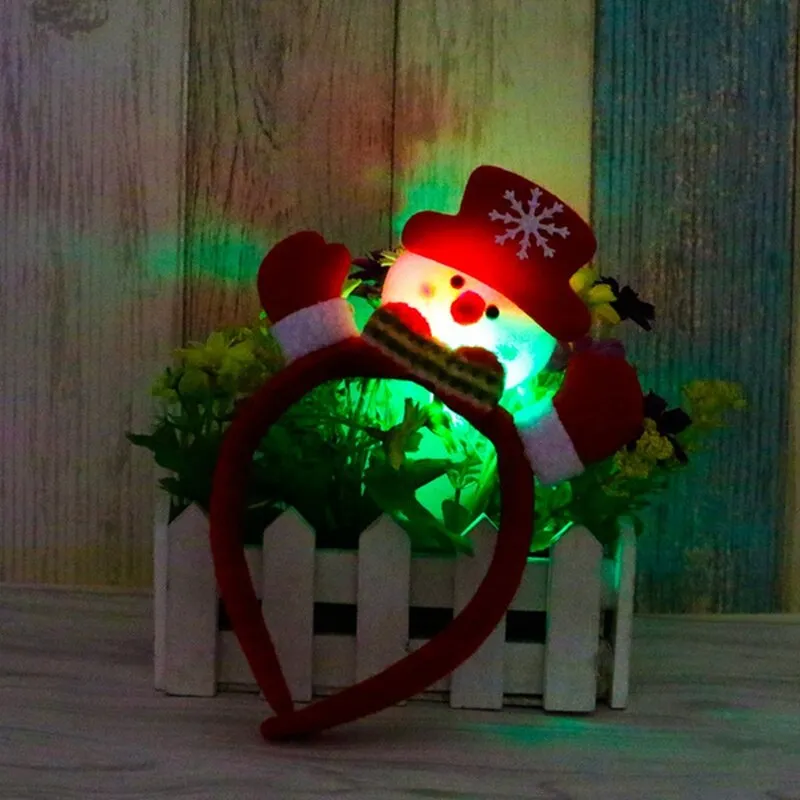 HULIANFU 2023 Christmas Headband LED Christmas Decorations Gift Hairpin Antlers Headband New Year Decorations Santa Headband Christmas Decor