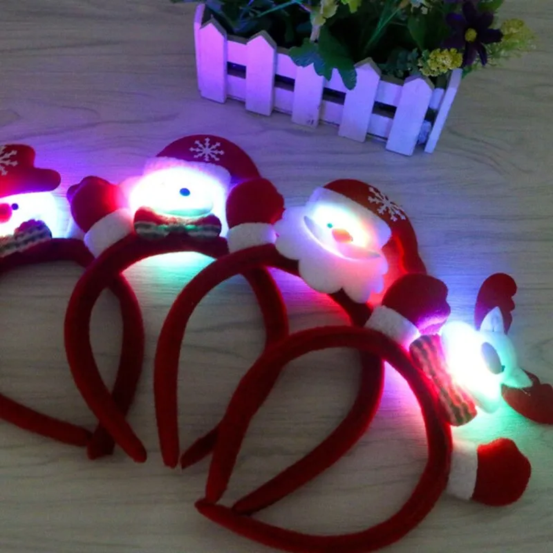 HULIANFU 2023 Christmas Headband LED Christmas Decorations Gift Hairpin Antlers Headband New Year Decorations Santa Headband Christmas Decor