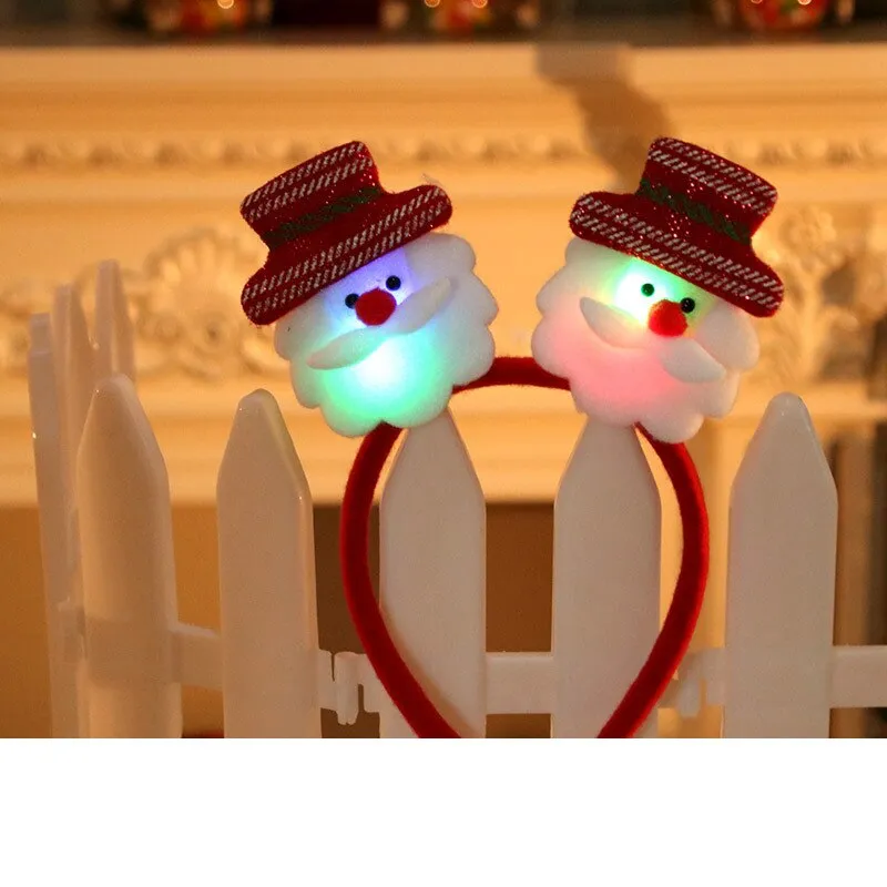 HULIANFU 2023 Christmas Headband LED Christmas Decorations Gift Hairpin Antlers Headband New Year Decorations Santa Headband Christmas Decor