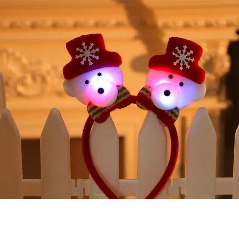 HULIANFU 2023 Christmas Headband LED Christmas Decorations Gift Hairpin Antlers Headband New Year Decorations Santa Headband Christmas Decor