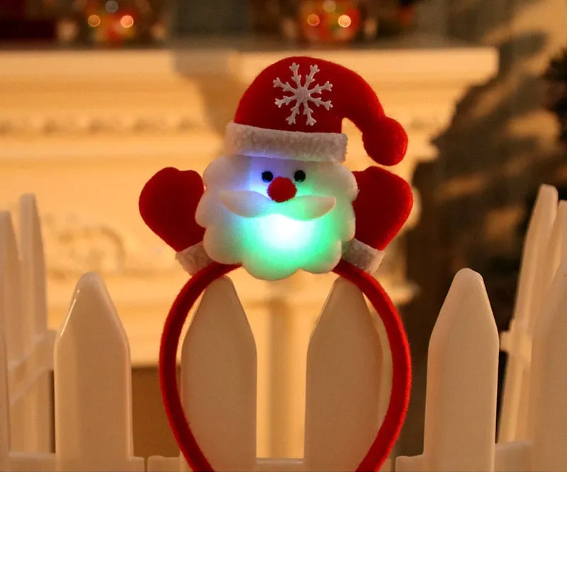 HULIANFU 2023 Christmas Headband LED Christmas Decorations Gift Hairpin Antlers Headband New Year Decorations Santa Headband Christmas Decor