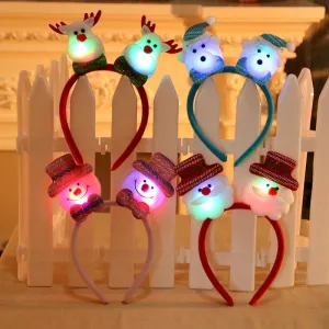 HULIANFU 2023 Christmas Headband LED Christmas Decorations Gift Hairpin Antlers Headband New Year Decorations Santa Headband Christmas Decor