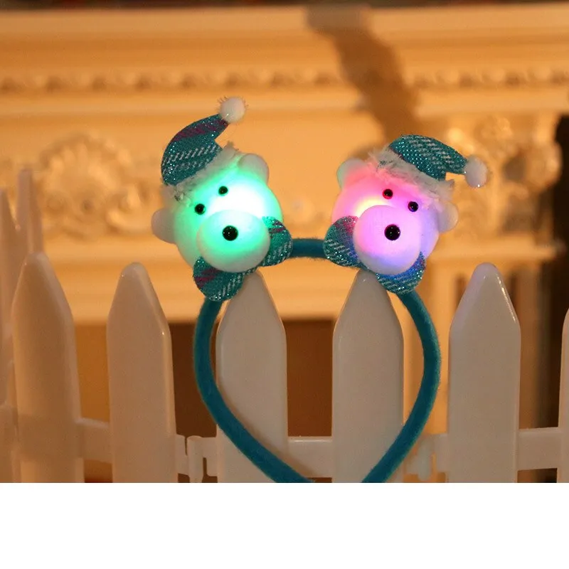 HULIANFU 2023 Christmas Headband LED Christmas Decorations Gift Hairpin Antlers Headband New Year Decorations Santa Headband Christmas Decor