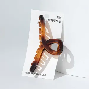 JAJU Twist Hair Claw Clip Brown 1p