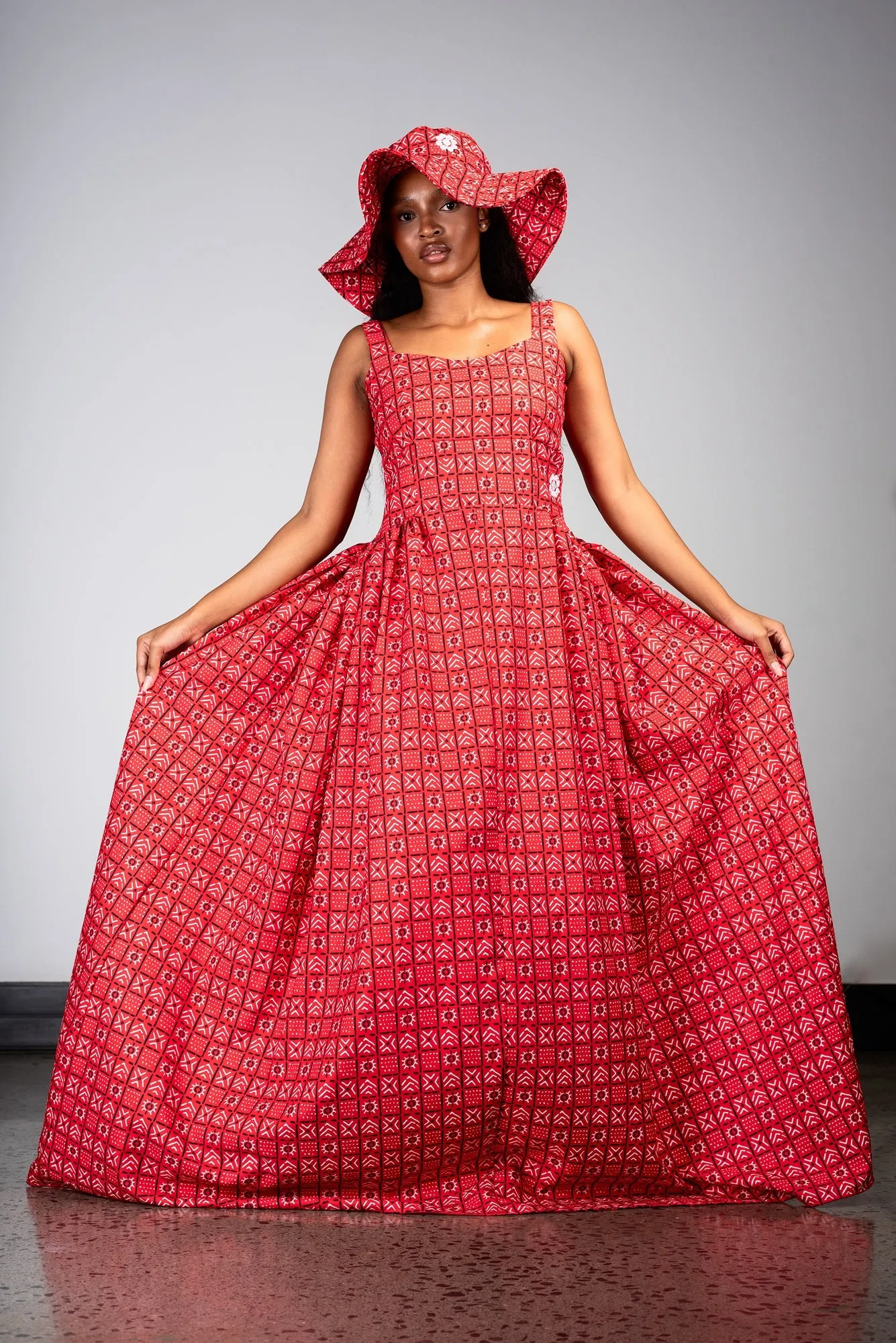 Ladies - Red Bogolan Dress