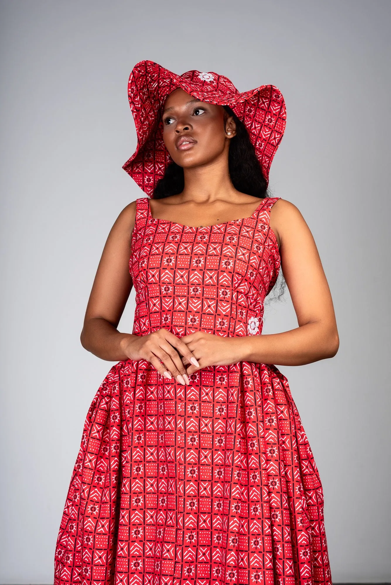 Ladies - Red Bogolan Dress