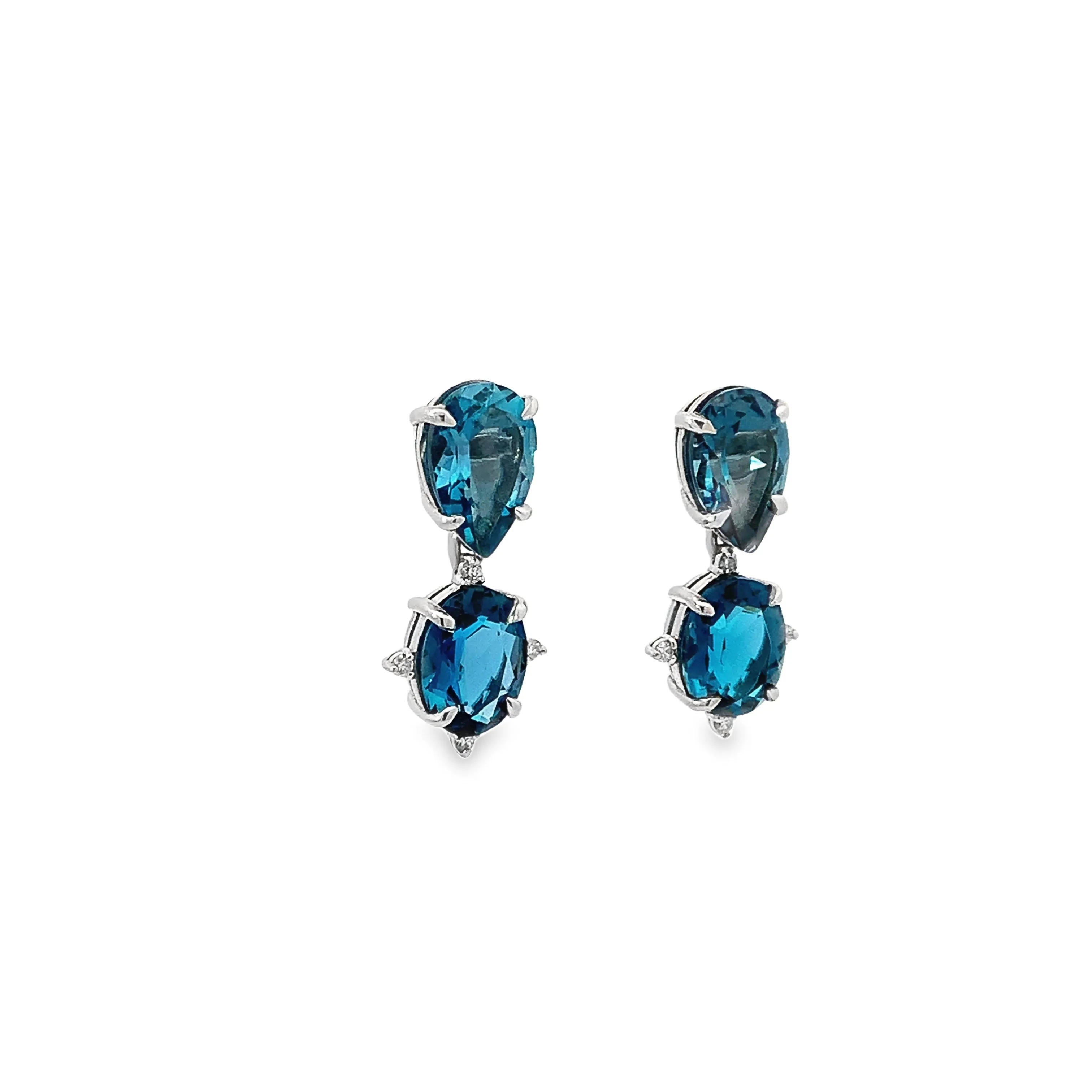London Blue Topaz & Diamond Drop Earrings