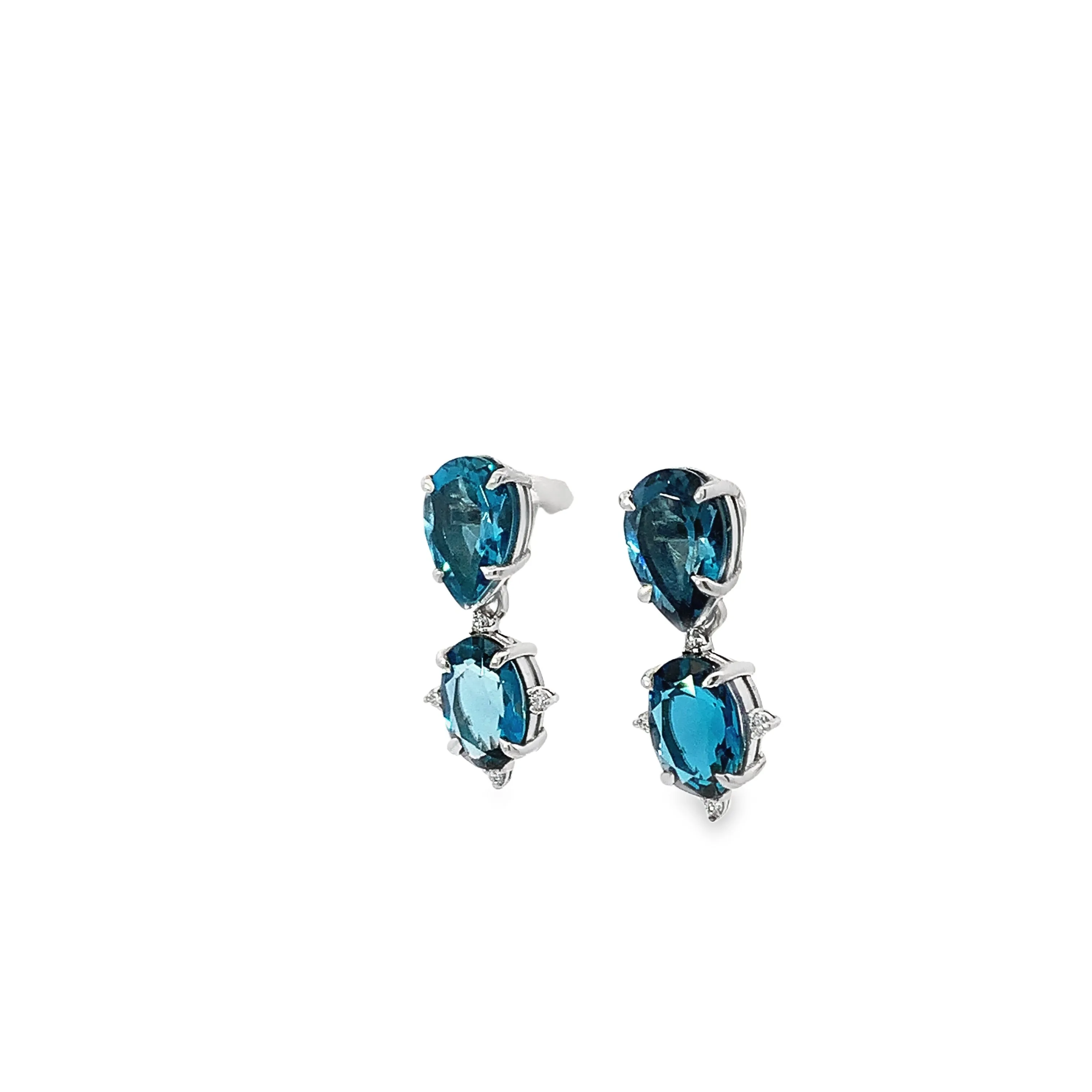 London Blue Topaz & Diamond Drop Earrings