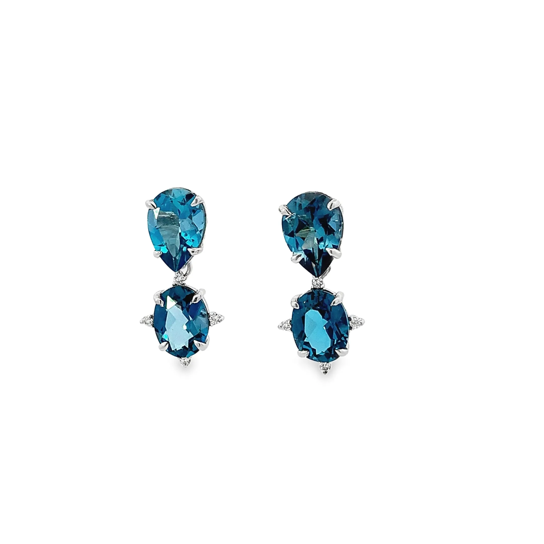 London Blue Topaz & Diamond Drop Earrings
