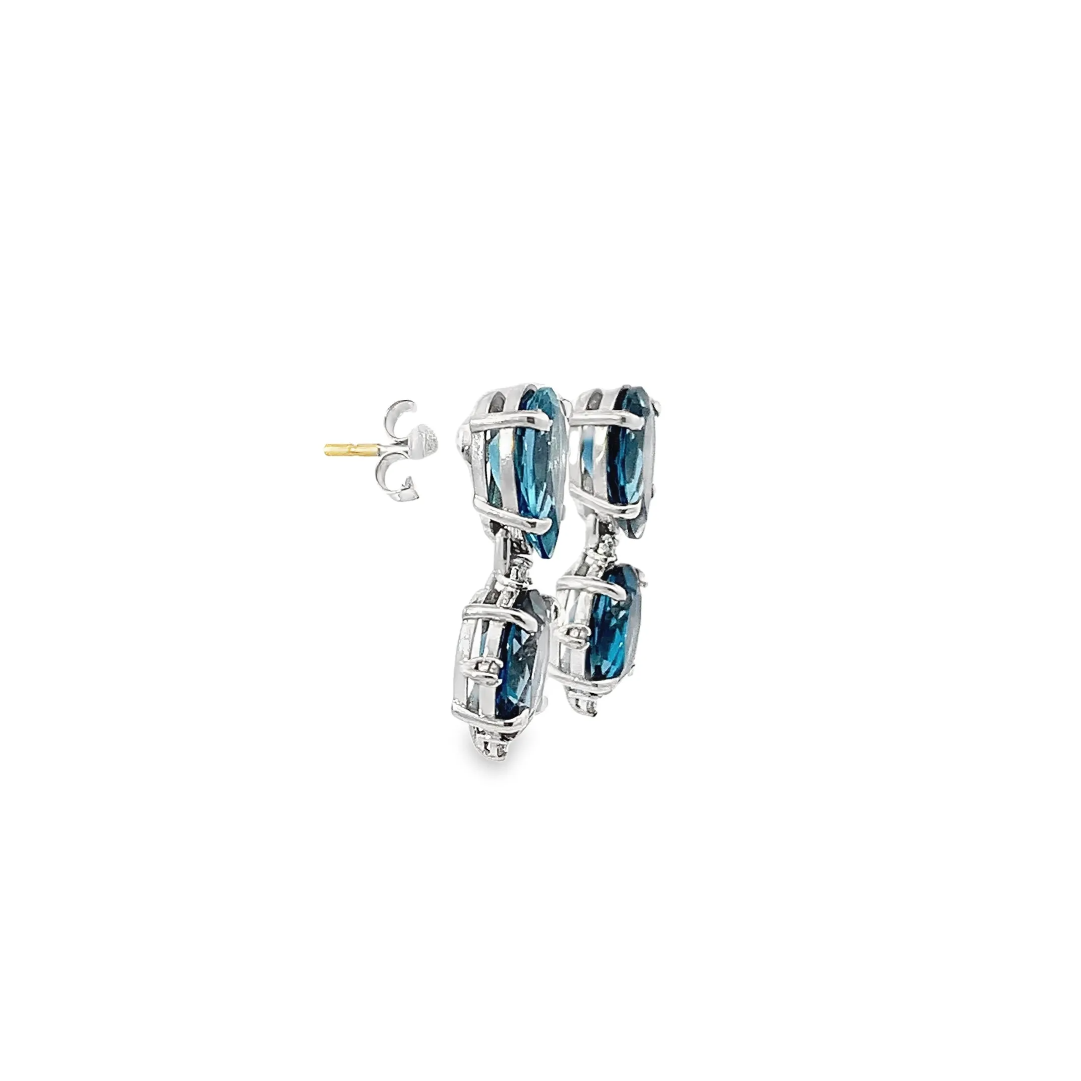 London Blue Topaz & Diamond Drop Earrings