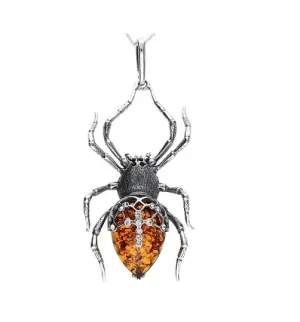 MILENA Necklace Silver Amber Spider