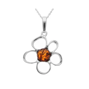 MILENA necklace Silver and Amber Flower