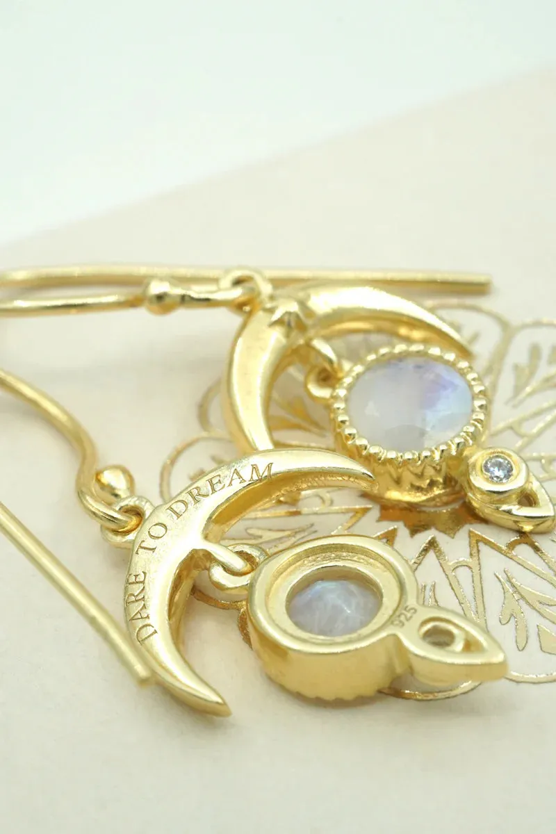 MOONSTONE DARE TO DREAM EARRINGS- GOLD