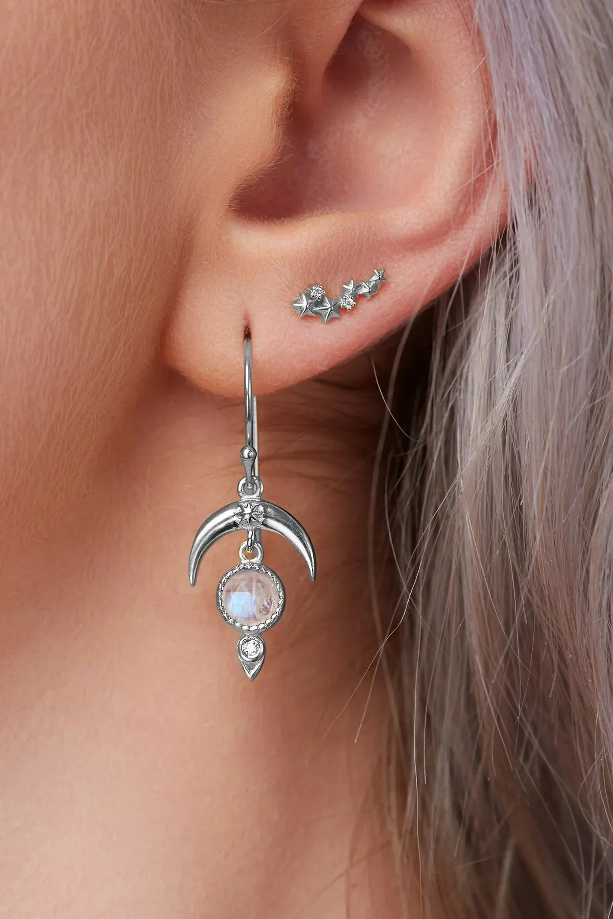 MOONSTONE DARE TO DREAM EARRINGS- SILVER