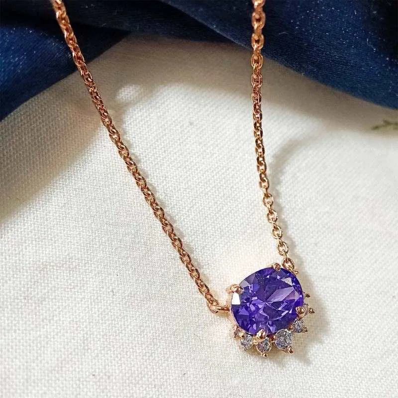 Oval Amethyst Queen's Necklace- Rosegold
