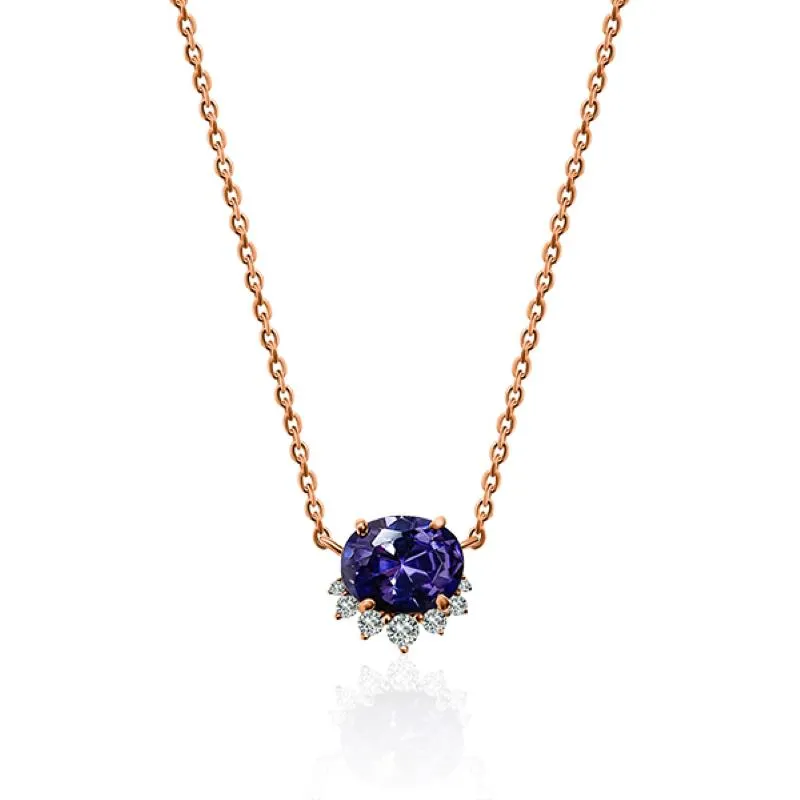 Oval Amethyst Queen's Necklace- Rosegold
