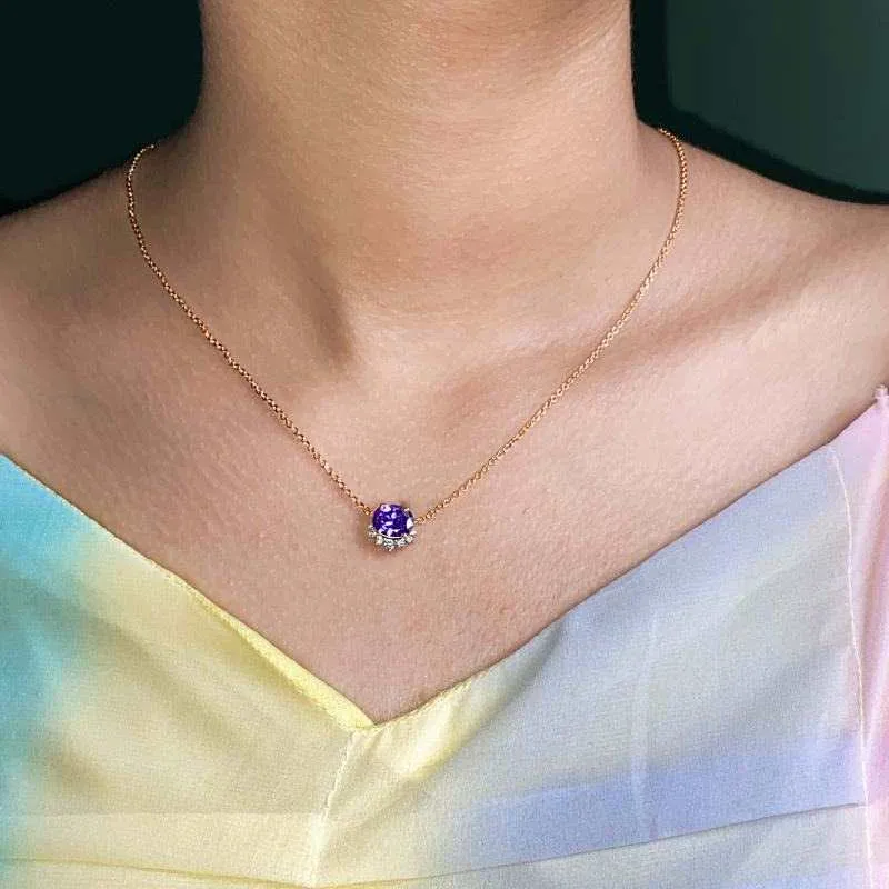 Oval Amethyst Queen's Necklace- Rosegold