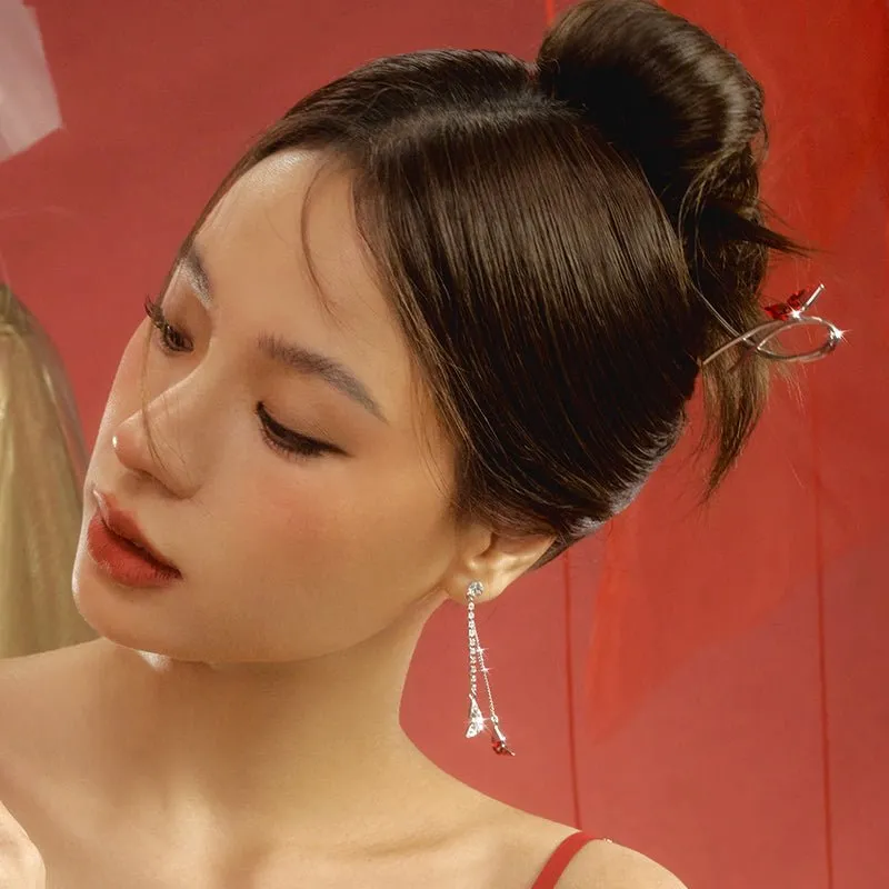 Ring Wing Hairpin Red