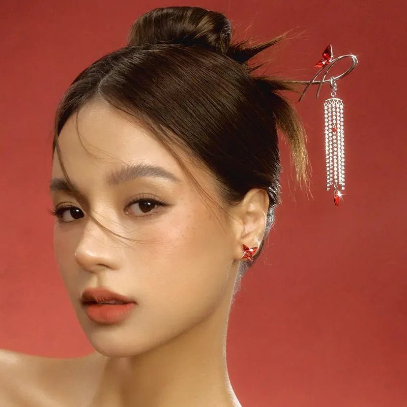 Ring Wing Hairpin Red