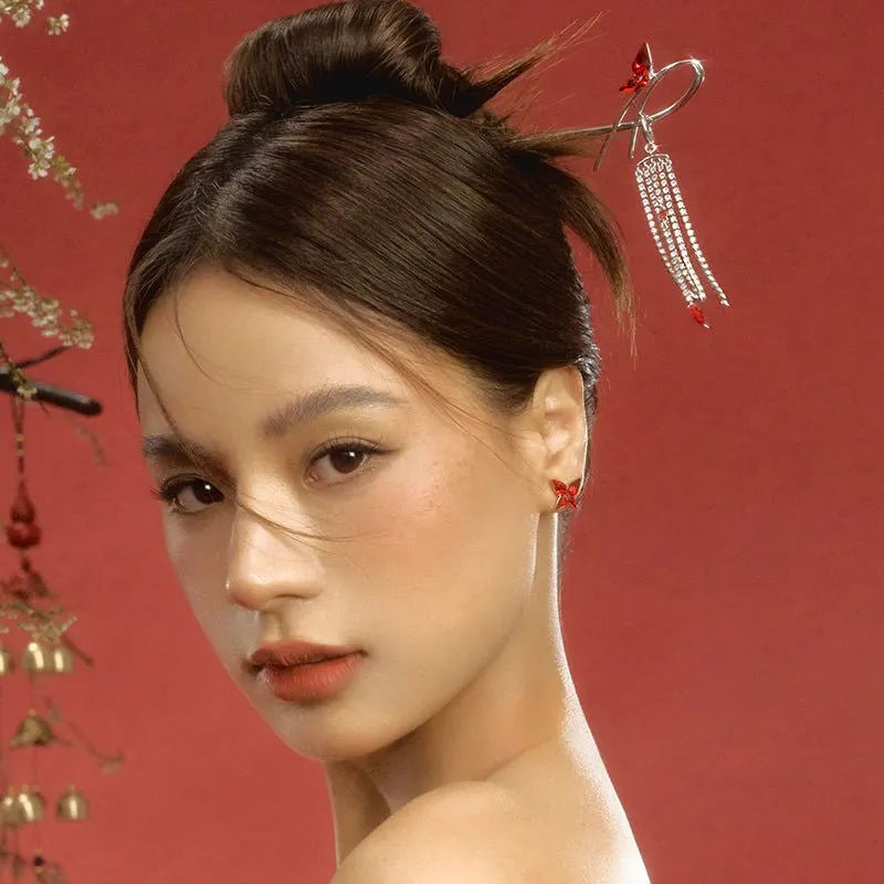 Ring Wing Hairpin Red