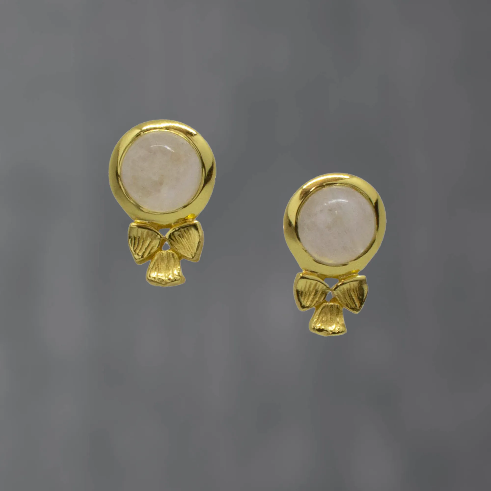 Rowan Leaf Gemstone Stud Earrings